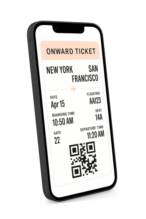 Onward ticket on phone